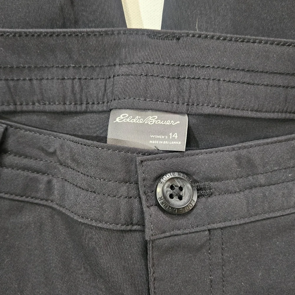 Eddie Bauer Pants‎ Womens 14 Black Chino Straight Nylon Spandex Pockets